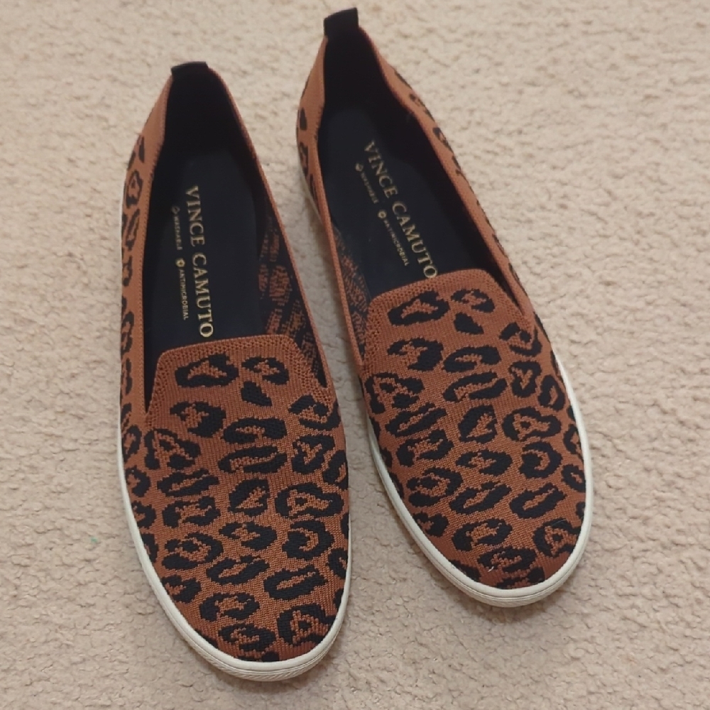 Vince Camuto Brown and Black Leopard Print Flats